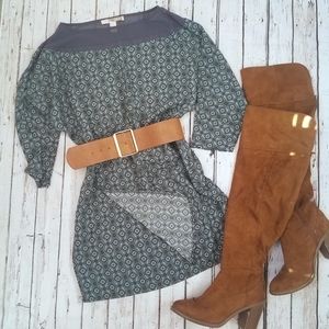 Geo print dress with faux wrap front